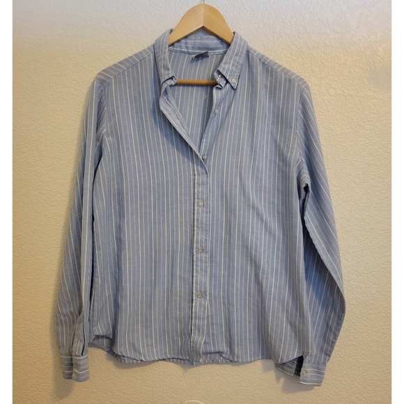 VNT womens button down striped blue Size 15/16 fits like a medium - Picture 5 of 6